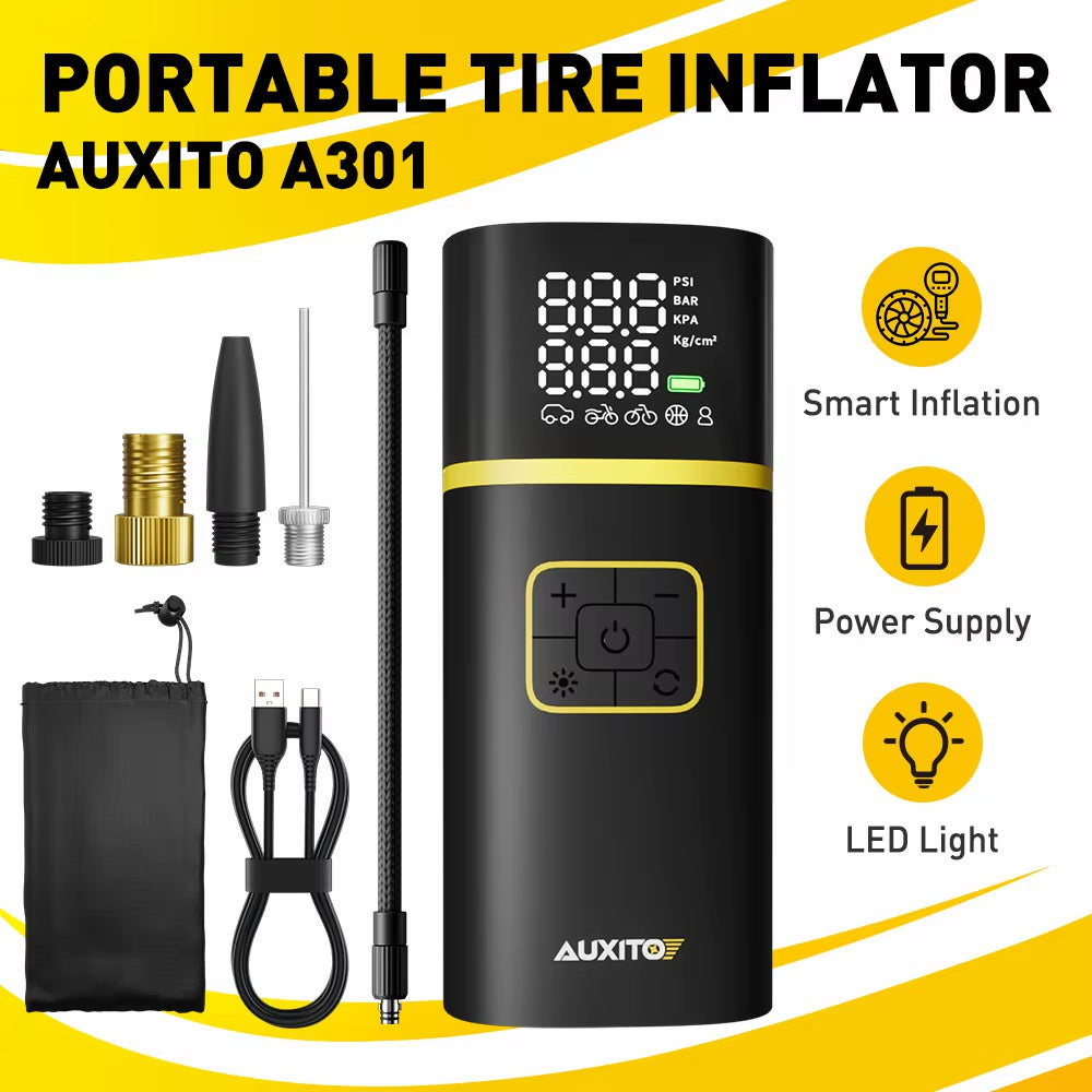 Rechargeable Air Pump Tire Inflator Portable Compressor Digital Cordless Car Tyre Inflator for Motocycle Bicycle Balls