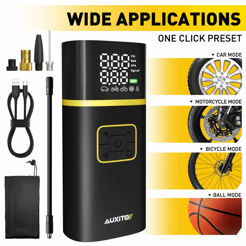 Rechargeable Air Pump Tire Inflator Portable Compressor Digital Cordless Car Tyre Inflator for Motocycle Bicycle Balls