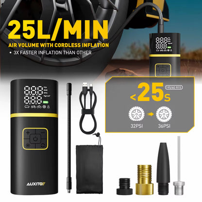 Rechargeable Air Pump Tire Inflator Portable Compressor Digital Cordless Car Tyre Inflator for Motocycle Bicycle Balls